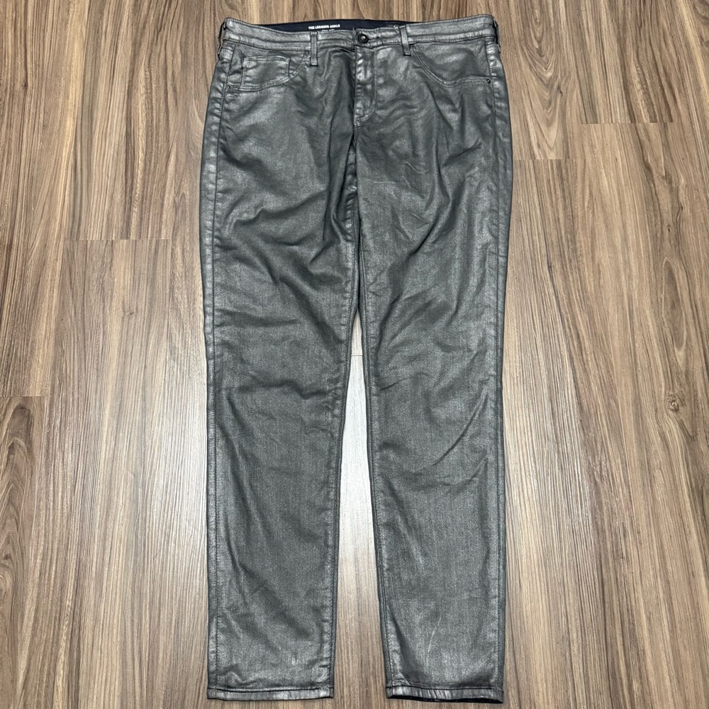 Adriano Goldschmied The Legging Super Skinny Ankle Black Faux Leather Jeans 31R